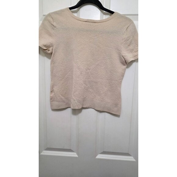 Pendleton Womens Merino Wool Beige Short Sleeve Sweater Size M - Picture 3 of 7